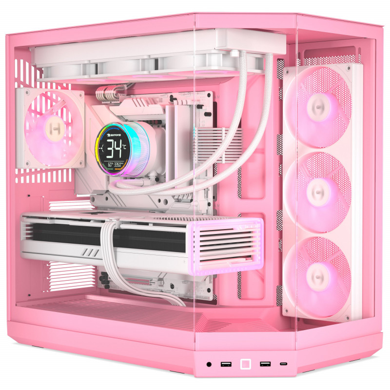 Obudowa PC HYTE Y50 Strawberry Milk, jasny róż, szkło hartowane x 3