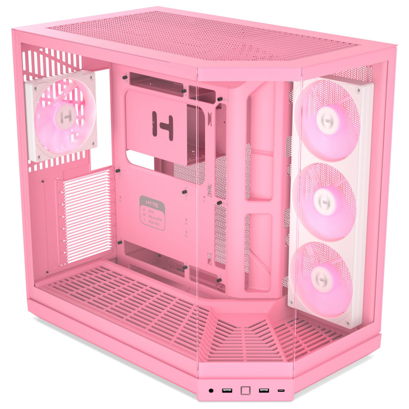 Obudowa PC HYTE Y50 Strawberry Milk, jasny róż, szkło hartowane x 3
