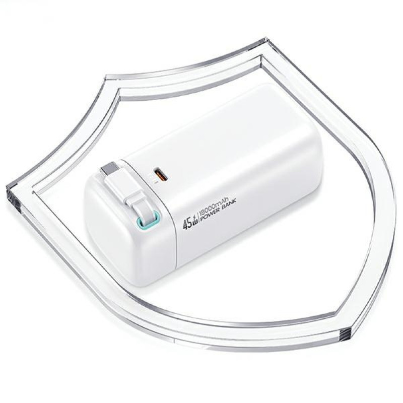 Powerbank USAMS US-CD216 XMF Series 18000 mAh, szybkie ładowanie PD 45W, z kablem USB-C, biały