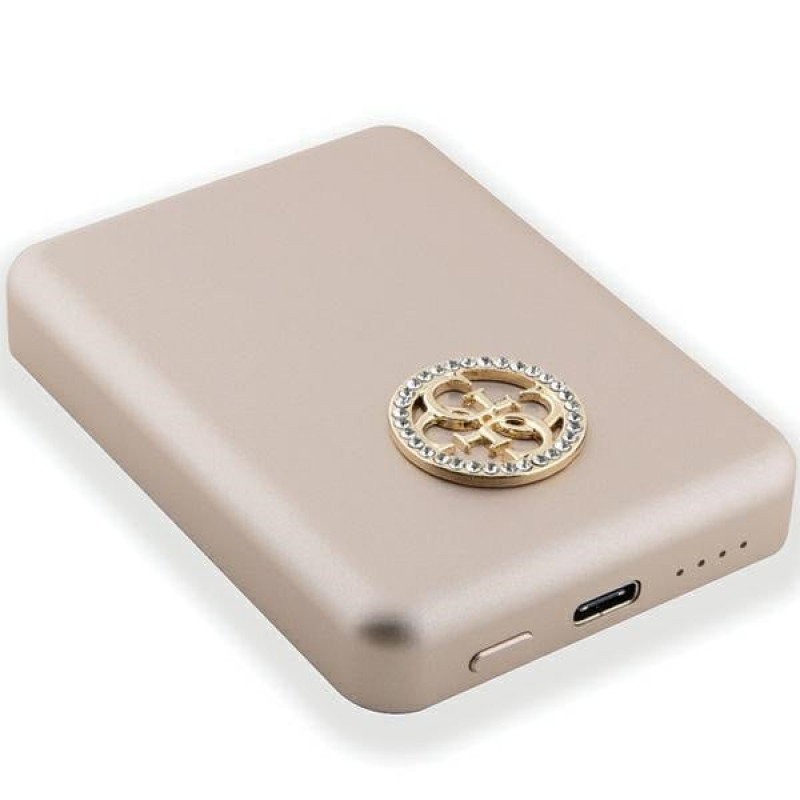 Guess GUPBM5AL4DMD 4G Strassed Metal Logo MagSafe indukcyjny powerbank 5000 mAh, 15W, złoty