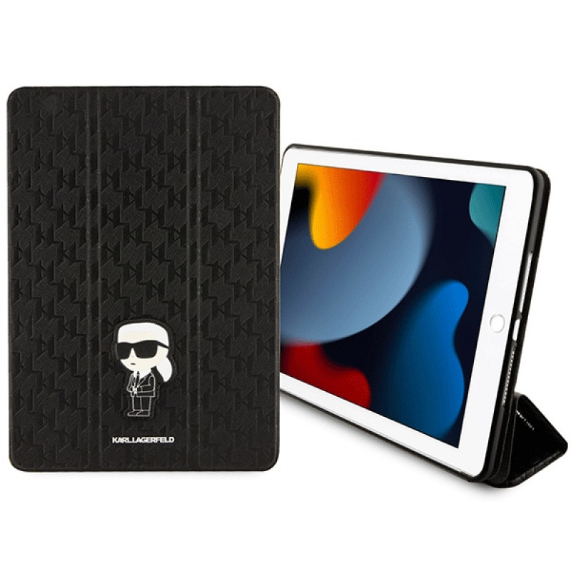 Karl Lagerfeld KLFC10SAKHPKK Saffiano Monogram Ikonik etui książkowe dla Apple iPad 10.2 (7., 8. i 9. generacji), czarny