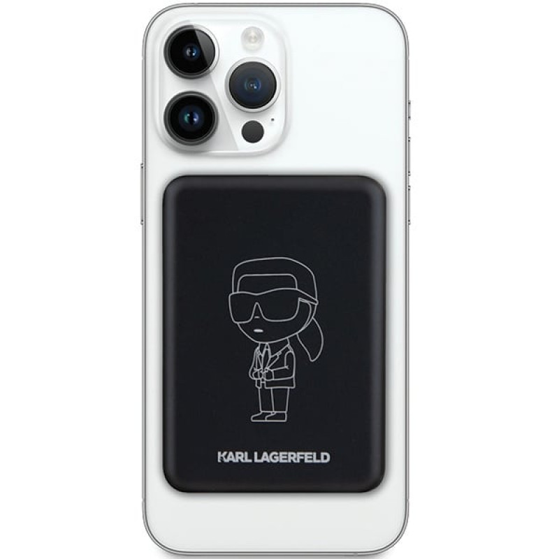 Karl Lagerfeld KLPBM5KIOTTGK Indukcyjny power bank 5000 mAh 15W, Outline Ikonik, MagSafe, czarny