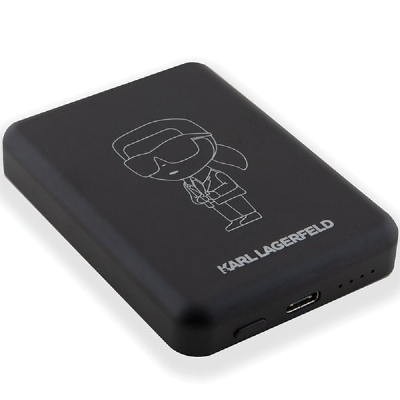 Karl Lagerfeld KLPBM5KIOTTGK Indukcyjny power bank 5000 mAh 15W, Outline Ikonik, MagSafe, czarny