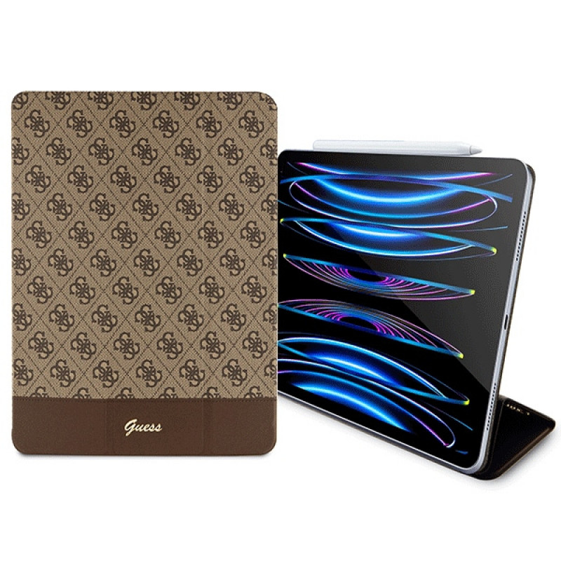 Guess GUFCP12PS4SGW Etui na Apple iPad Pro 12.9 (2020/2021/2022, 4./5./6. generacja), 4G Stripe Allover, brązowe