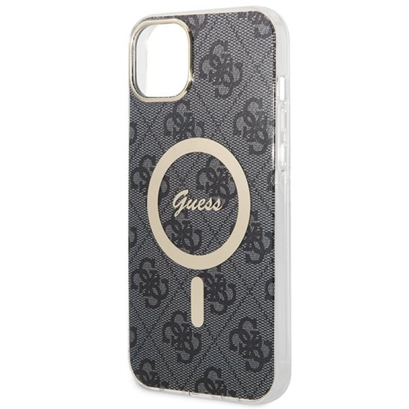 Guess GUBPP14SH4EACSK Etui twarde do Apple iPhone 14 + ładowarka bezprzewodowa, 4G Print, MagSafe, czarny