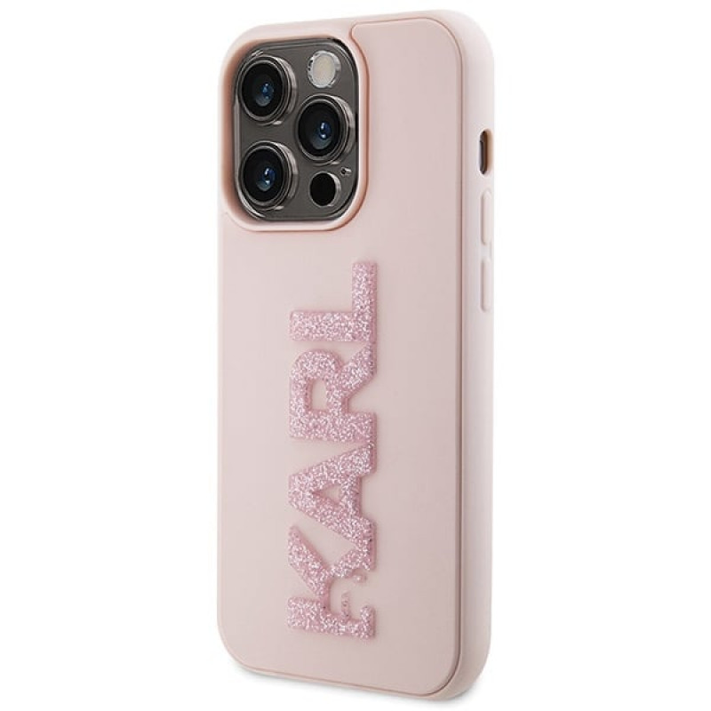 Karl Lagerfeld KLHCP15X3DMBKCP Hardcase do Apple iPhone 15 Pro Max, 3D Rubber Glitter Logo, różowy