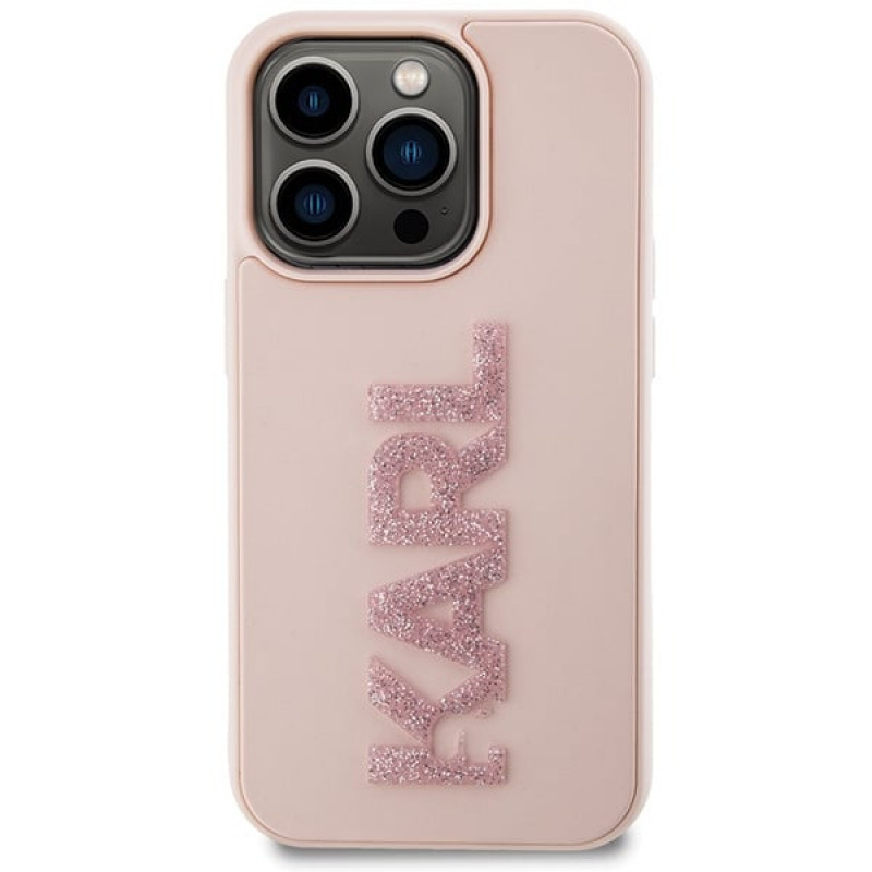 Karl Lagerfeld KLHCP15X3DMBKCP Hardcase do Apple iPhone 15 Pro Max, 3D Rubber Glitter Logo, różowy