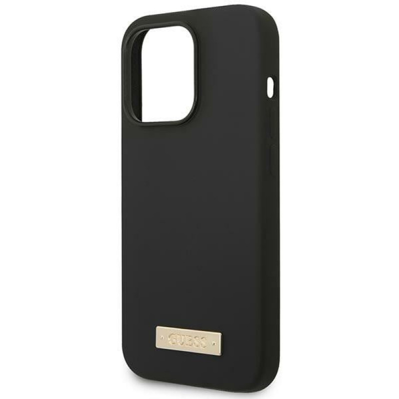 Guess GUHMP14XSBPLK Apple iPhone 14 Pro Max etui twarde, Silicone Logo Plate MagSafe, czarny