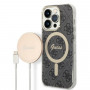Guess GUBPP14XH4EACSK Etui + ładowarka bezprzewodowa Apple iPhone 14 Pro Max czarny hardcase, 4G Print, MagSafe