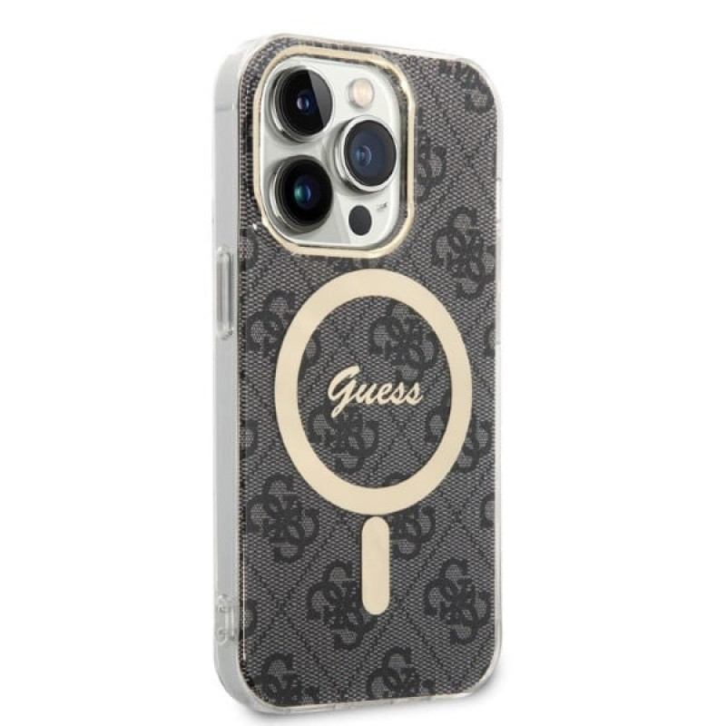 Guess GUBPP14XH4EACSK Etui + ładowarka bezprzewodowa Apple iPhone 14 Pro Max czarny hardcase, 4G Print, MagSafe