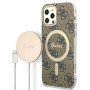 Guess GUBPP12MH4EACSW Etui + ładowarka bezprzewodowa Apple iPhone 12 / iPhone 12 Pro brązowy Hardcase, 4G Print, MagSafe