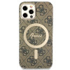 Guess GUBPP12MH4EACSW Etui + ładowarka bezprzewodowa Apple iPhone 12 / iPhone 12 Pro brązowy Hardcase, 4G Print, MagSafe