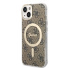 Guess GUBPP14MH4EACSW Etui + ładowarka bezprzewodowa Apple iPhone 14 Plus / iPhone 15 Plus brązowe etui twarde, 4G Print, MagSafe