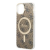 Guess GUBPP14MH4EACSW Etui + ładowarka bezprzewodowa Apple iPhone 14 Plus / iPhone 15 Plus brązowe etui twarde, 4G Print, MagSafe