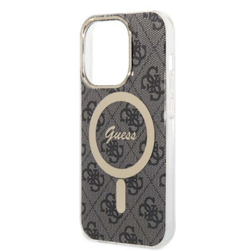 Guess GUBPP14LH4EACSK Etui + ładowarka bezprzewodowa Apple iPhone 14 Pro czarny hardcase, 4G Print, MagSafe