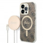 Guess GUBPP14XH4EACSW etui + ładowarka bezprzewodowa Apple iPhone 14 Pro Max brązowy hardcase, 4G Print, MagSafe