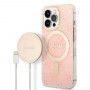 Guess GUBPP13LH4EACSP Etui + ładowarka bezprzewodowa Apple iPhone 13 Pro różowy hardcase, 4G Print, MagSafe