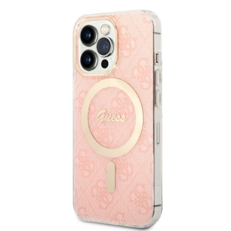 Guess GUBPP13LH4EACSP Etui + ładowarka bezprzewodowa Apple iPhone 13 Pro różowy hardcase, 4G Print, MagSafe