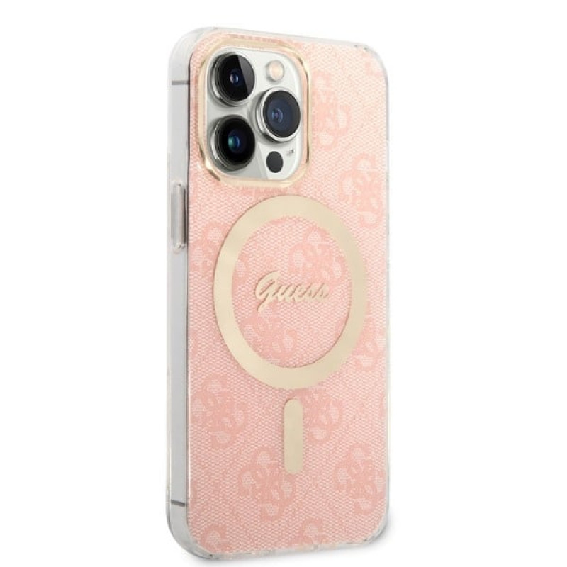 Guess GUBPP13LH4EACSP Etui + ładowarka bezprzewodowa Apple iPhone 13 Pro różowy hardcase, 4G Print, MagSafe