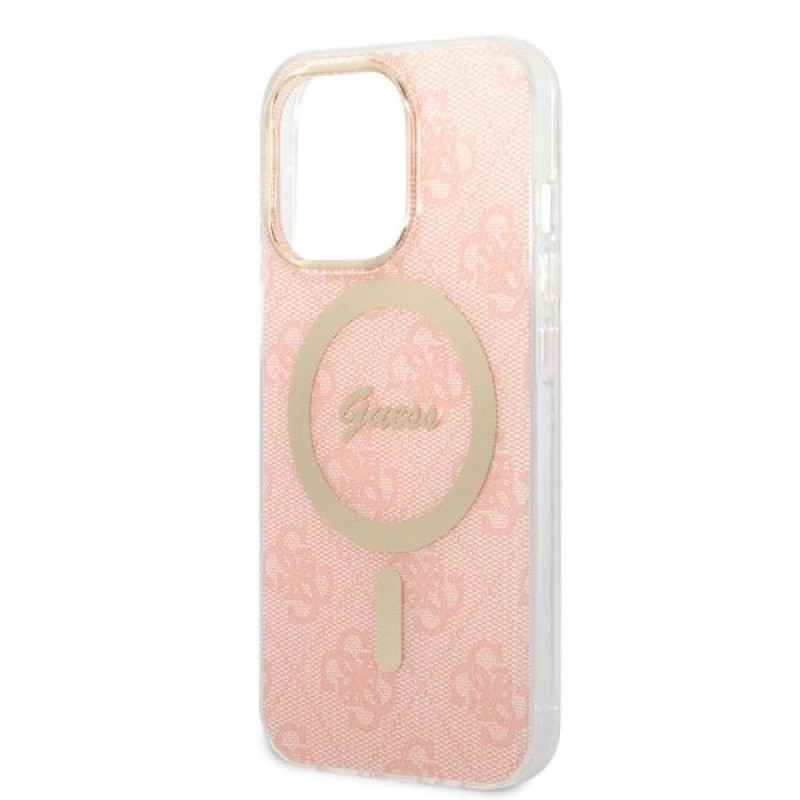 Guess GUBPP13LH4EACSP Etui + ładowarka bezprzewodowa Apple iPhone 13 Pro różowy hardcase, 4G Print, MagSafe