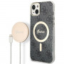 Guess GUBPP14MH4EACSK Etui + ładowarka bezprzewodowa Apple iPhone 14 Plus / iPhone 15 Plus czarny hardcase, 4G Print, MagSafe