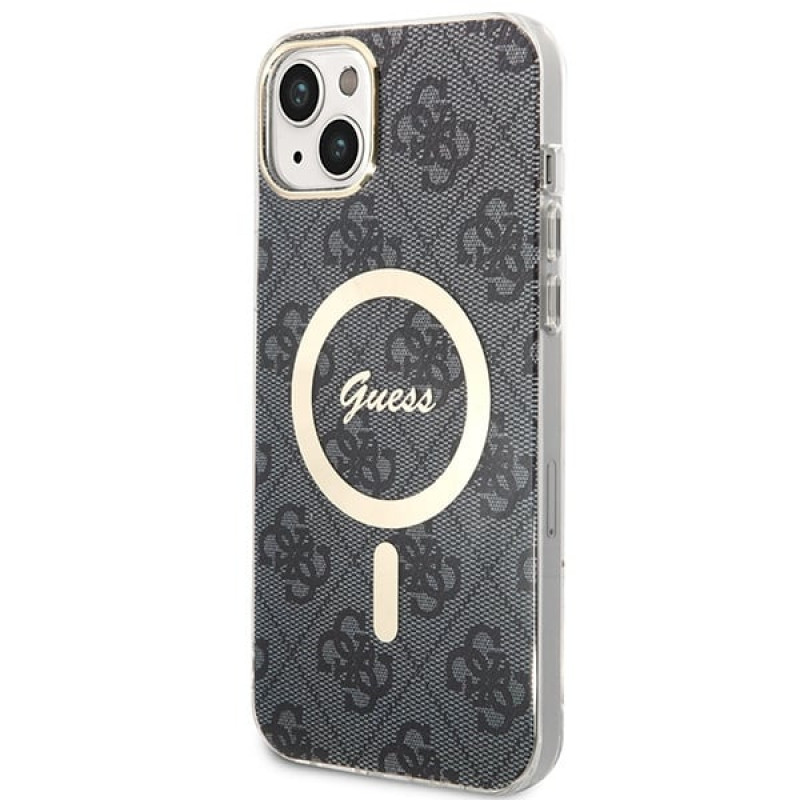 Guess GUBPP14MH4EACSK Etui + ładowarka bezprzewodowa Apple iPhone 14 Plus / iPhone 15 Plus czarny hardcase, 4G Print, MagSafe