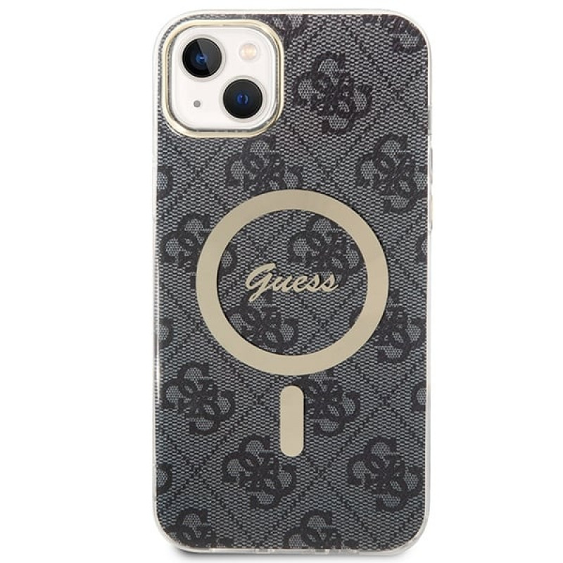 Guess GUBPP14MH4EACSK Etui + ładowarka bezprzewodowa Apple iPhone 14 Plus / iPhone 15 Plus czarny hardcase, 4G Print, MagSafe