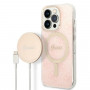 Guess GUBPP14LH4EACSP Etui + ładowarka bezprzewodowa Apple iPhone 14 Pro różowy hardcase, 4G Print, MagSafe