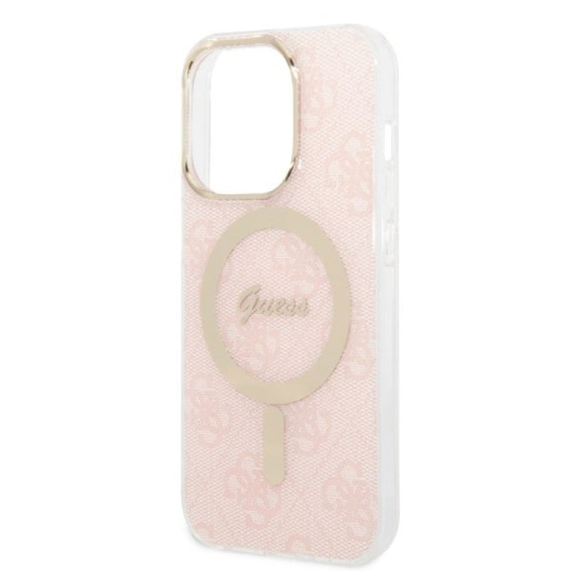 Guess GUBPP14LH4EACSP Etui + ładowarka bezprzewodowa Apple iPhone 14 Pro różowy hardcase, 4G Print, MagSafe