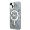 Guess GUBPP14MH4EACSB Etui + ładowarka bezprzewodowa Apple iPhone 14 Plus / iPhone 15 Plus niebieskie etui twarde, 4G Print, MagSafe