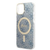 Guess GUBPP14MH4EACSB Etui + ładowarka bezprzewodowa Apple iPhone 14 Plus / iPhone 15 Plus niebieskie etui twarde, 4G Print, MagSafe