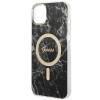 Guess GUBPP14MHMEACSK Etui + ładowarka bezprzewodowa Apple iPhone 14 Plus / iPhone 15 Plus czarny hardcase, Marble, MagSafe