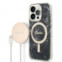 Guess GUBPP14XHMEACSK Etui + ładowarka bezprzewodowa Apple iPhone 14 Pro Max czarny hardcase, Marble, MagSafe