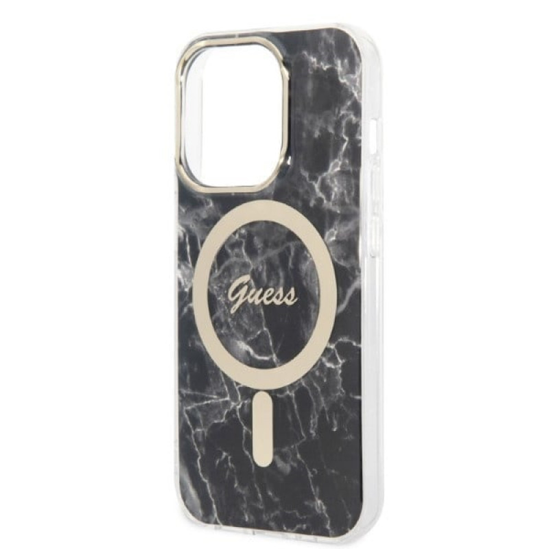 Guess GUBPP14XHMEACSK Etui + ładowarka bezprzewodowa Apple iPhone 14 Pro Max czarny hardcase, Marble, MagSafe