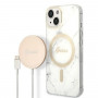 Guess GUBPP14MHMEACSH Etui + ładowarka bezprzewodowa Apple iPhone 14 Plus / iPhone 15 Plus biały hardcase, Marble, MagSafe