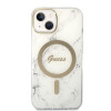Guess GUBPP14MHMEACSH Etui + ładowarka bezprzewodowa Apple iPhone 14 Plus / iPhone 15 Plus biały hardcase, Marble, MagSafe