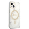 Guess GUBPP14MHMEACSH Etui + ładowarka bezprzewodowa Apple iPhone 14 Plus / iPhone 15 Plus biały hardcase, Marble, MagSafe