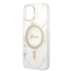 Guess GUBPP14MHMEACSH Etui + ładowarka bezprzewodowa Apple iPhone 14 Plus / iPhone 15 Plus biały hardcase, Marble, MagSafe