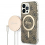 Guess GUBPP13LH4EACSW Etui + ładowarka bezprzewodowa Apple iPhone 13 Pro brązowy Hardcase, 4G Print, MagSafe