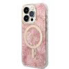 Guess GUBPP14LHJEACSP Etui + ładowarka bezprzewodowa do Apple iPhone 14 Pro, Jungle, różowe etui twarde, MagSafe