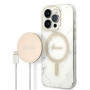Guess GUBPP14LHMEACSH etui + ładowarka bezprzewodowa Apple iPhone 14 Pro, biały hardcase, Marble, MagSafe
