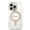 Guess GUBPP14LHMEACSH etui + ładowarka bezprzewodowa Apple iPhone 14 Pro, biały hardcase, Marble, MagSafe