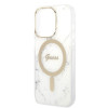 Guess GUBPP14LHMEACSH etui + ładowarka bezprzewodowa Apple iPhone 14 Pro, biały hardcase, Marble, MagSafe
