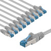 Kabel krosowy (patchcord) Goobay CAT 6A S/FTP (PiMF), 5 m, szary, zestaw 10 szt., żyła miedziana (CU), powłoka bezhalogenowa (LSZH)