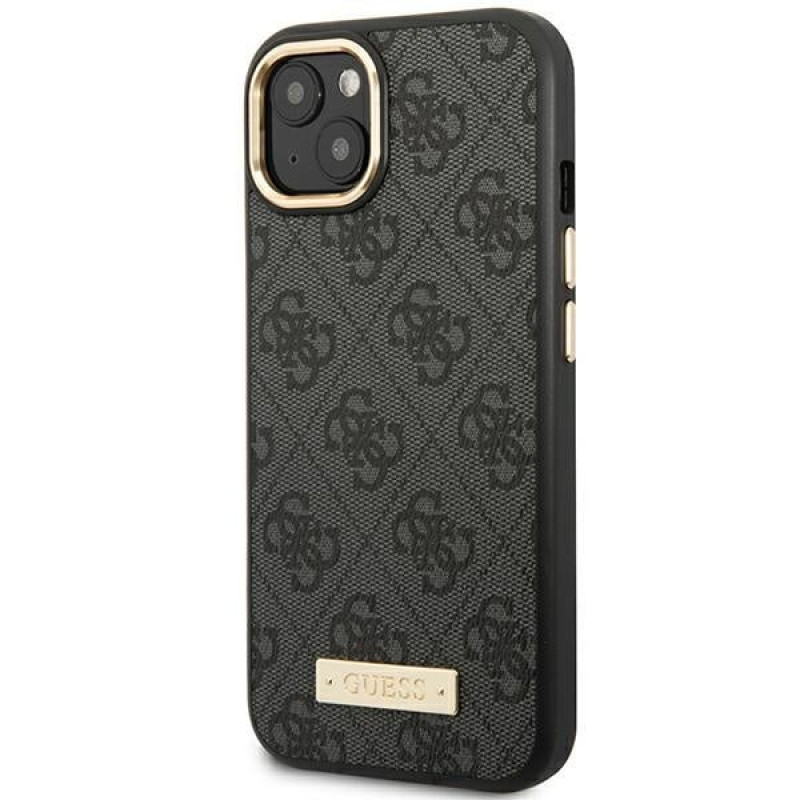 Guess GUHMP14MU4GPRK Apple iPhone 14 Plus / 15 Plus czarne etui twarde, 4G Logo Plate, MagSafe