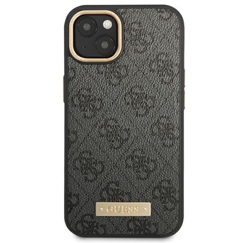 Guess GUHMP14MU4GPRK Apple iPhone 14 Plus / 15 Plus czarne etui twarde, 4G Logo Plate, MagSafe