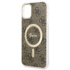Guess GUBPN61H4EACSW Etui + ładowarka bezprzewodowa do Apple iPhone 11, 4G Print, brązowe etui twarde, MagSafe