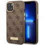 Guess GUHMP14MU4GPRW Apple iPhone 14 Plus / 15 Plus brązowe etui twarde, 4G Logo Plate, MagSafe