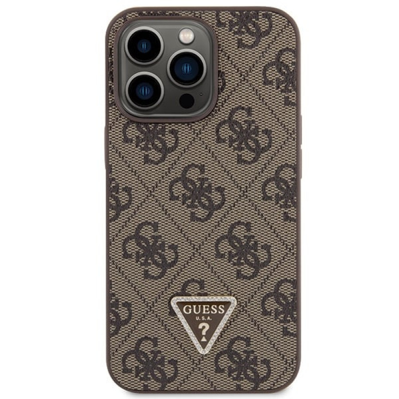 Guess GUHCP13LP4TDSCPW Apple iPhone 13/13 Pro brązowe etui twarde, Crossbody 4G Metal Logo