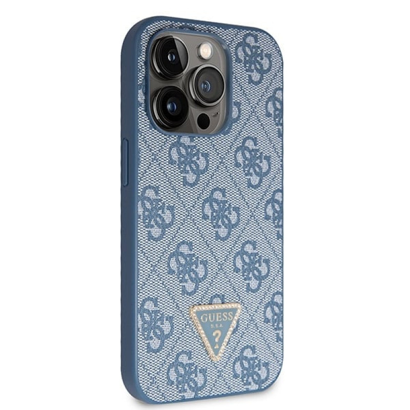 Guess GUHCP14XP4TDSCPB Apple iPhone 14 Pro Max niebieskie etui twarde, Crossbody 4G Metal Logo